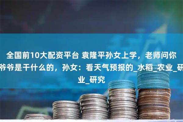 全国前10大配资平台 袁隆平孙女上学,老师问你们爷爷是干什么的,孙女:看天气预报的_水稻_农业_研究