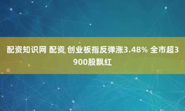 配资知识网 配资 创业板指反弹涨3.48% 全市超3900股飘红